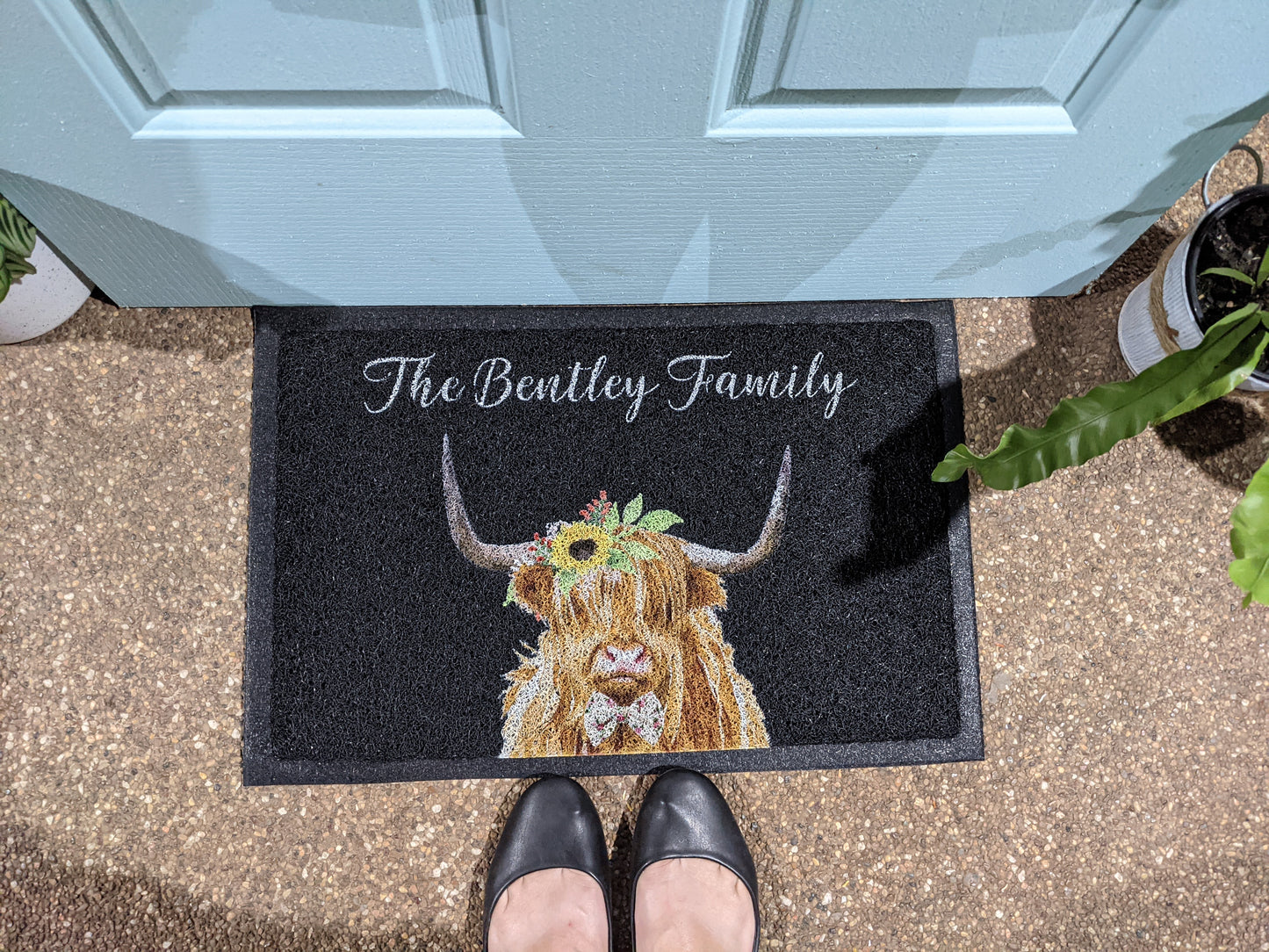 Personalised highland cow Doormat Looped - Personalised Doormat Australia