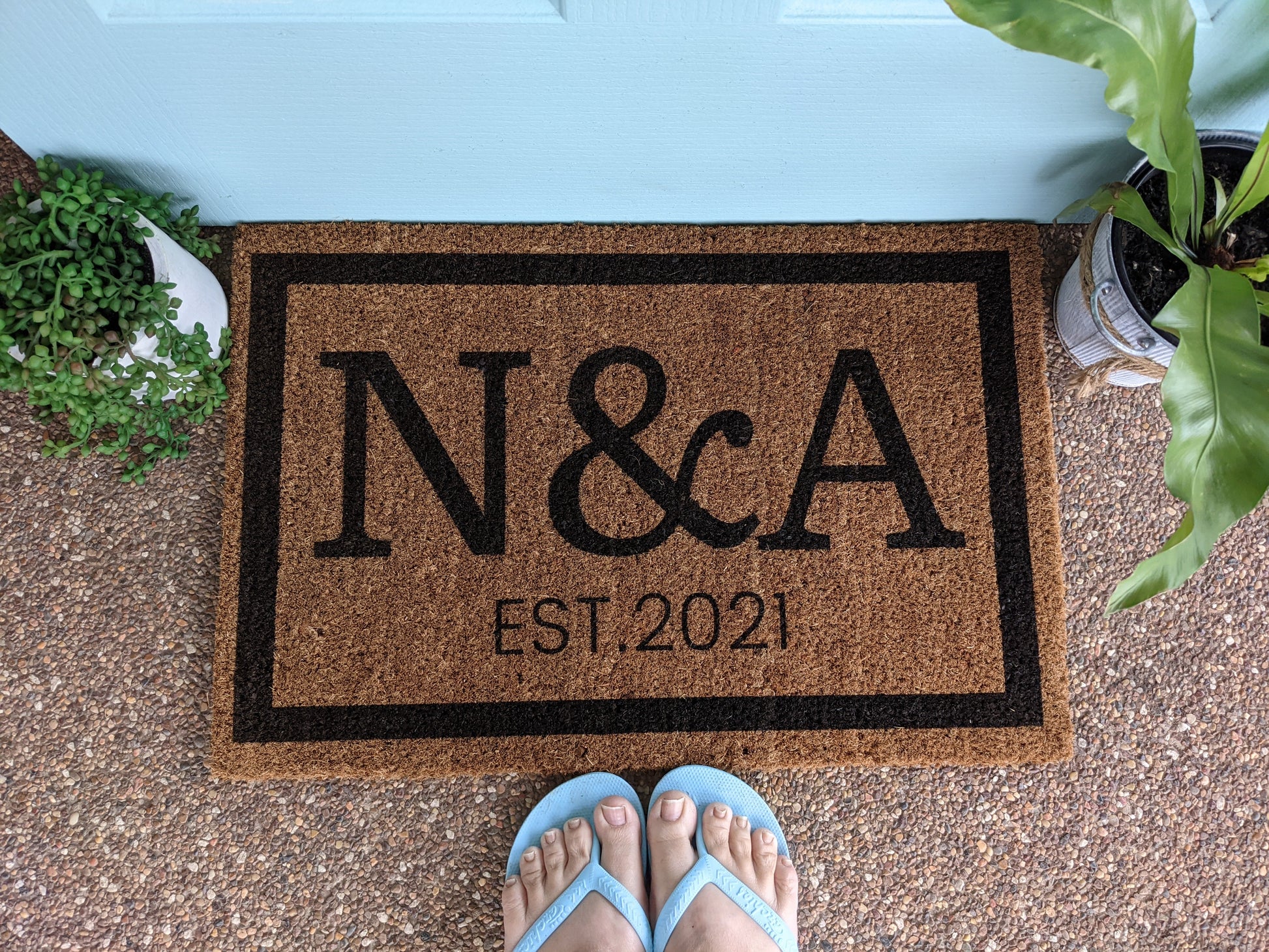 House or surname with a border - Personalised Doormat Australia