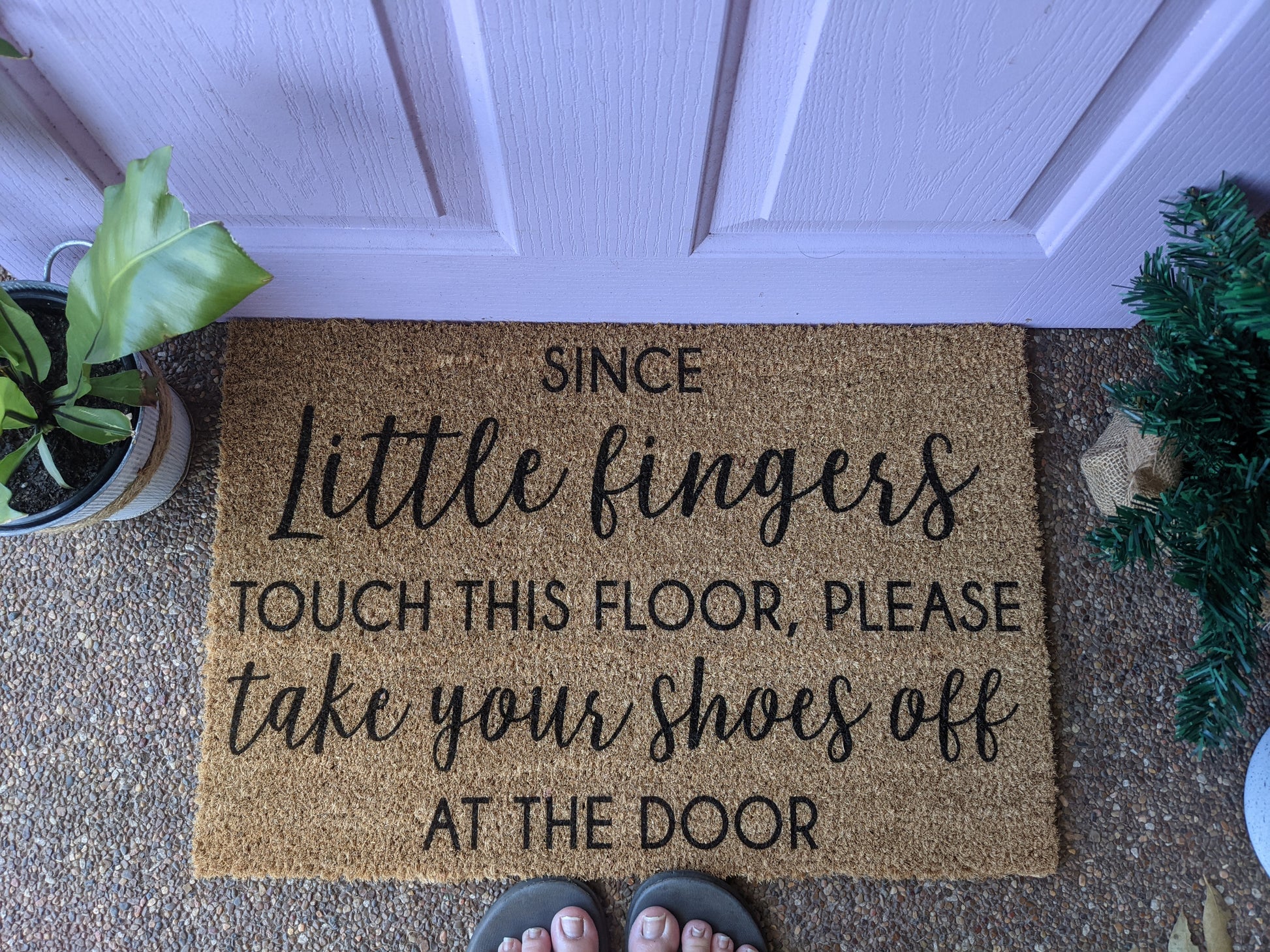 Little fingers touch this floor doormat