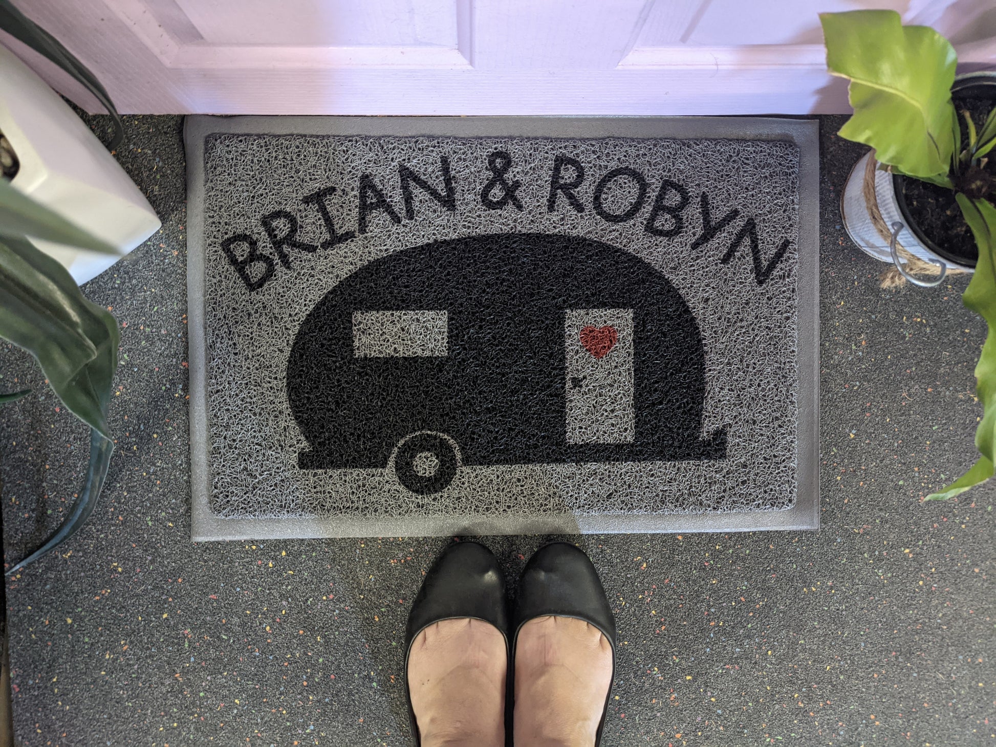 Grey caravan doormat - Looped - Personalised Doormat Australia