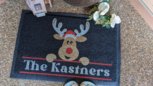 Personalised Christmas reindeer doormat