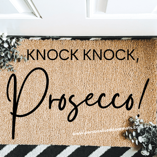knock Prosecco welcome Doormat