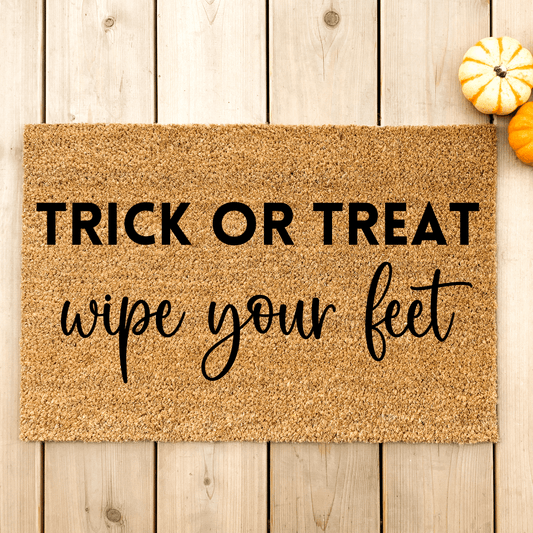 Trick or treat wipe your feet doormat