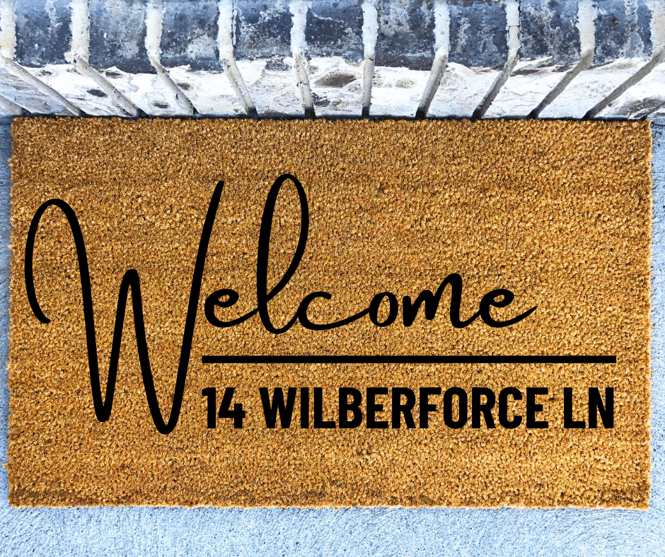 Welcome street address personalised front doormat - Personalised Doormat Australia