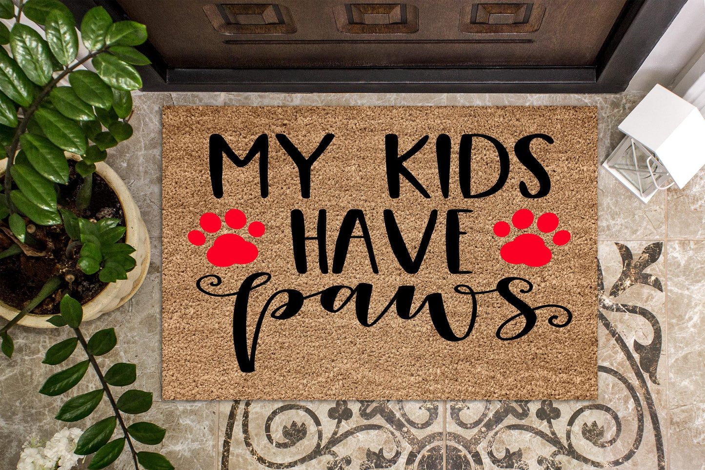 My kids have paws doormats. - Personalised Doormat Australia