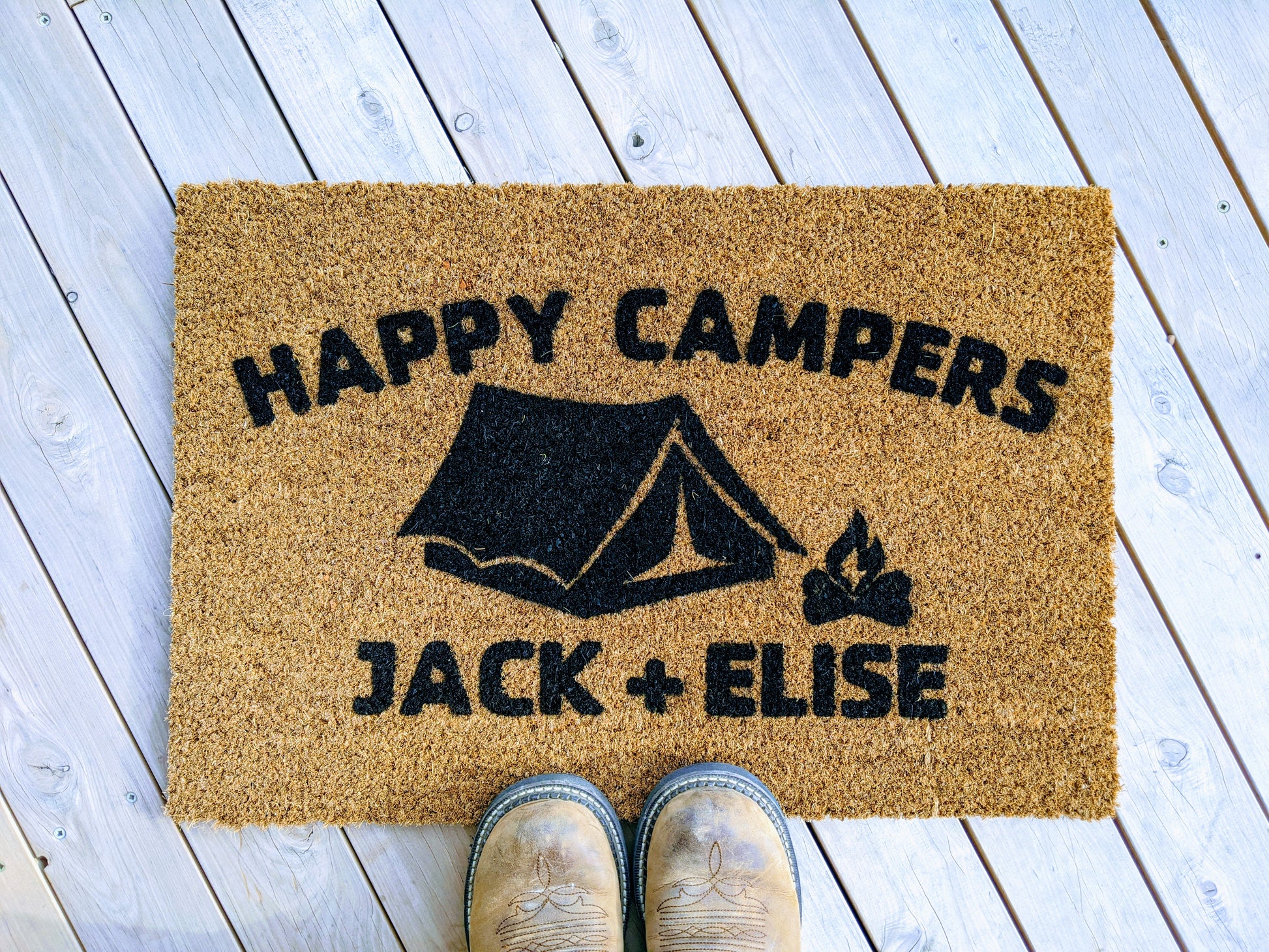 Tent doormat personalised camping door mat