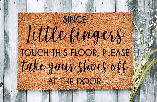Since little hands touch this floor front door mat- coir - Personalised Doormat Australia